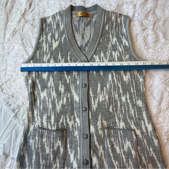 Santana classic Gray and Cream Patterned Women's Sweater Vest Size Large - Picture 6 of 7
